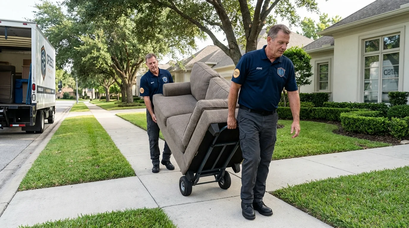 Local residential moving crew loading furniture in Saint Joseph, IL